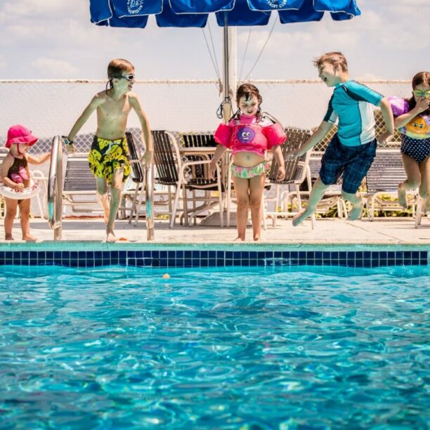 Lake Hopatcong, Yacht Club Kids Jumping in pool